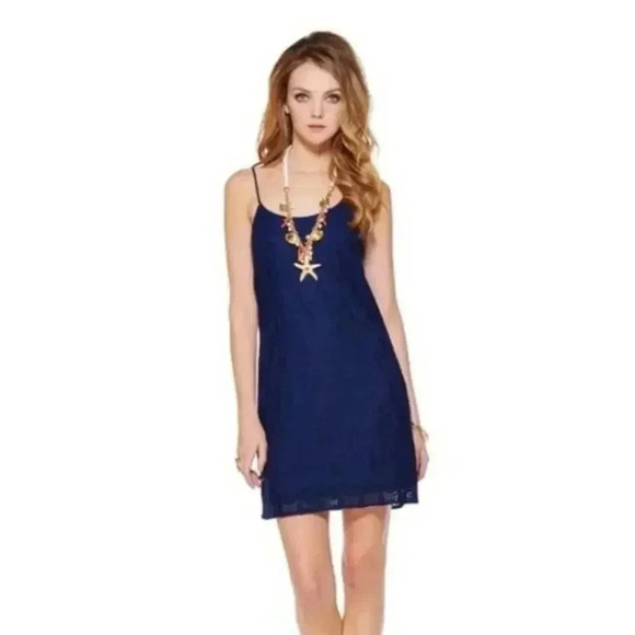 Lilly Pulitzer Navy Blue Lace Tank Dress - Picture 1 of 8